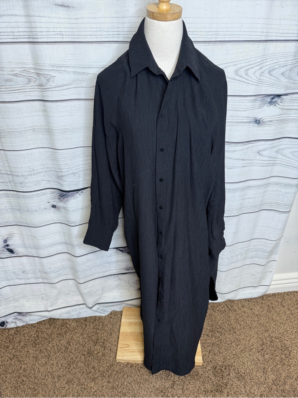 H&M Black Long Button-Front Dress